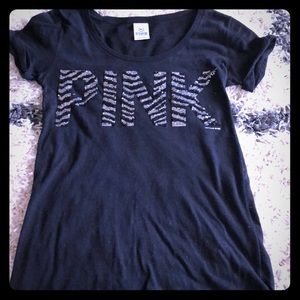 VS PINK. Short sleeve sequined shirt.